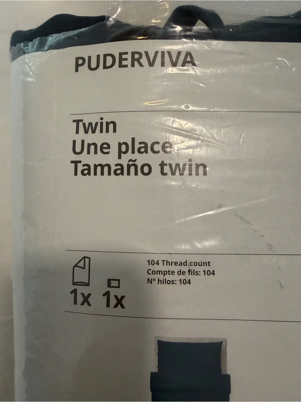 IKEA PUDERVIVA Twin Duvet Cover Set - Dark Teal Blue